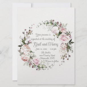 Invitación a la boda de rosa dulce y rosa