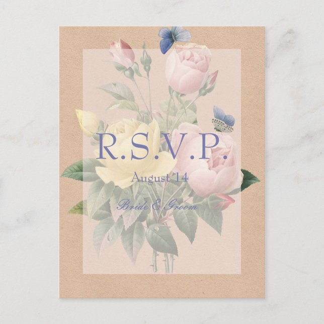 Invitación a la boda de Rosa en inglés RSVP (Anverso)