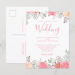 Invitación a la boda de Rosa floral de color de ag