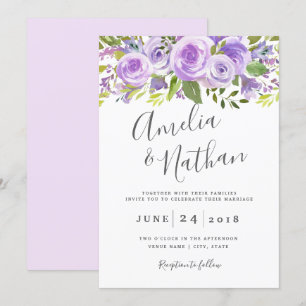Invitación a la boda de Rosa floral de Lavender