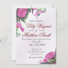 Invitación a la boda de Rosa floral rosa
