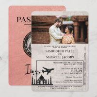 Invitación a la boda de Rosa Gold India Passport