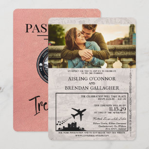 Invitación a la boda de Rosa Gold Ireland Passport