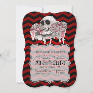 Invitación a la boda de Rosa gótico Chevron o chev
