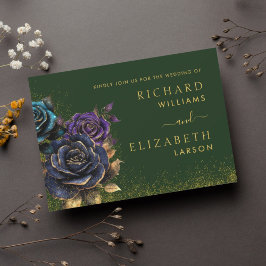 Invitación a la boda de Rosa gótico verde Purpurin