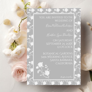 Invitación a la boda de Rosa gris