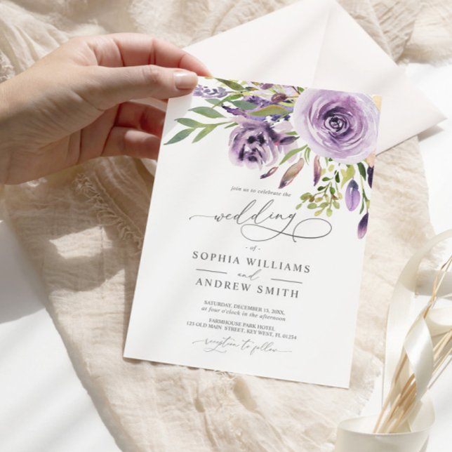 Invitación a la boda de Rosa morado floral elegant (Subido por el creador)