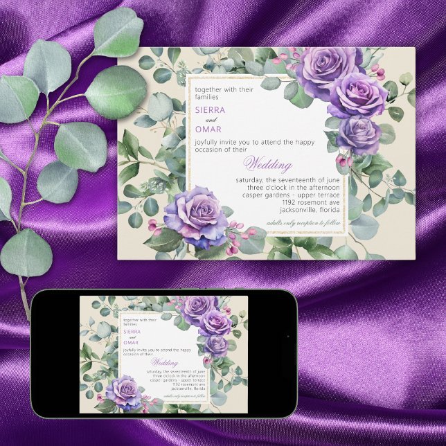Invitación a la boda de Rosa morado y eucalipto (Subido por el creador)