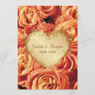 Invitación a la boda de Rosa naranja con flores