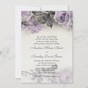 Invitación a la boda de Rosa púrpura de plata este