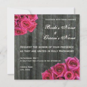 Invitación a la boda de Rosa rosado caliente y mad