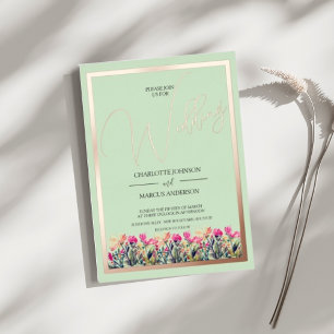 Invitación a la boda de Rosa verde floral de la Ca