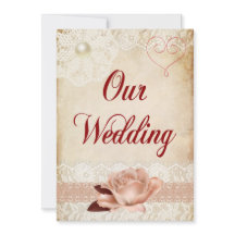 Invitación a la boda de Rosa y encaje rústico