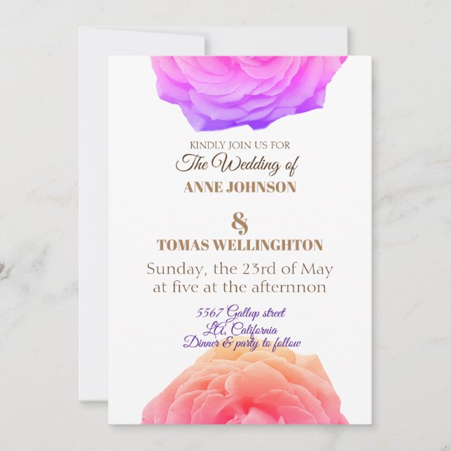 Invitación a la boda de rosas (Anverso)
