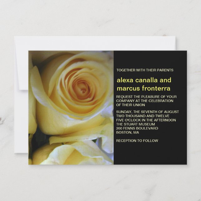 Invitación a la boda de Rosas Amarillas (Anverso)