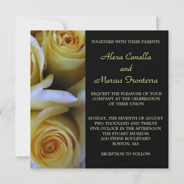 Invitación a la boda de Rosas Amarillas (Anverso)