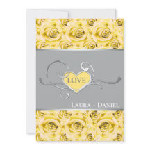 Invitación a la boda de rosas amarillas y grises 2