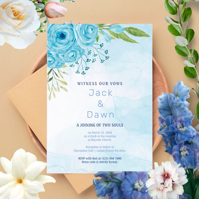 Invitación a la boda de Rosas azules de bonito (Subido por el creador)