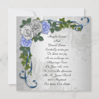 Invitación a la boda de rosas azules elegante