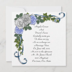 Invitación a la boda de rosas azules elegante