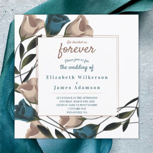 Invitación a la boda de Rosas beige, verde verde a