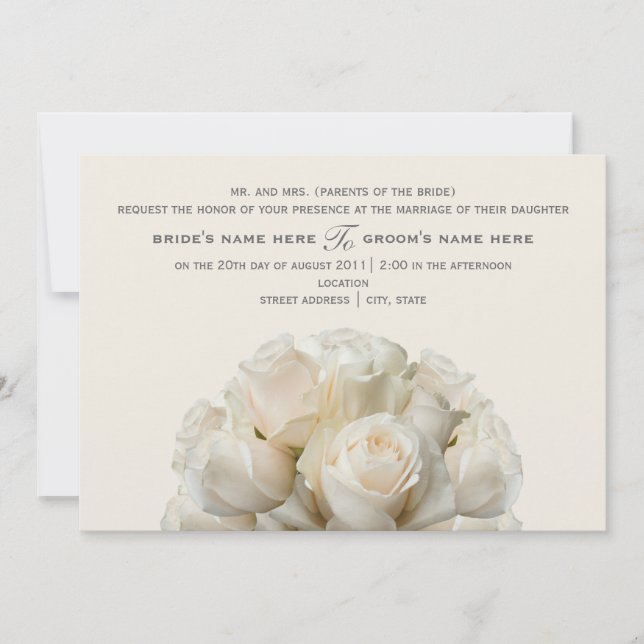 Invitación a la boda de Rosas Blancas (Anverso)