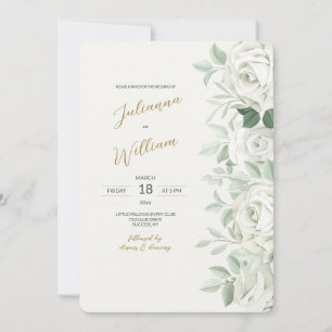 Invitación a la boda de rosas blancas