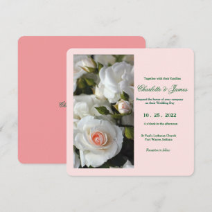 Invitación a la boda de rosas blancas