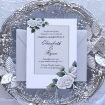 Invitación a la boda de rosas blancas