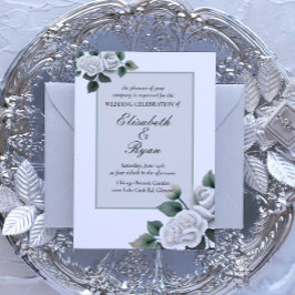 Invitación a la boda de rosas blancas