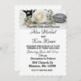 Invitación a la boda de rosas blancas