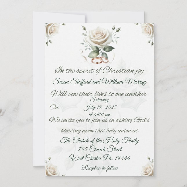 Invitación a la boda de Rosas Blancas y Cristianas (Anverso)