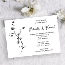 Invitación a la boda de rosas blancas y negras