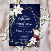 Invitación a la boda de rosas blancos de lirio bla