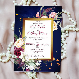 Invitación a la boda de rosas blancos de lirio bla