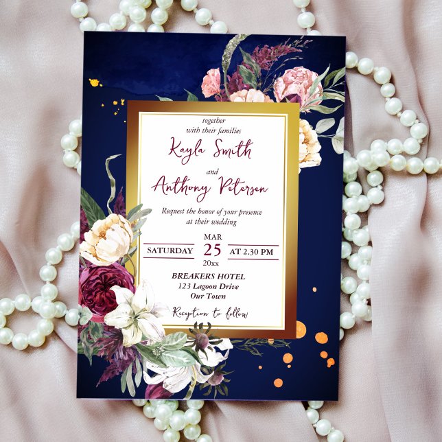 Invitación a la boda de rosas blancos de lirio bla (Subido por el creador)