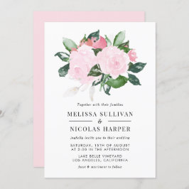 Invitación a la boda de Rosas de acuarela rosa dul