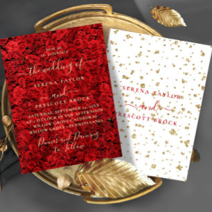 Invitación a la boda de Rosas de amor rojos