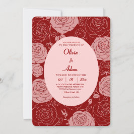 Invitación a la boda de Rosas de Borgoña