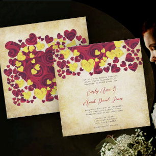 Invitación a la boda de Rosas de corazón amarillo