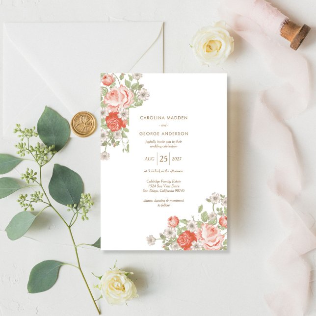 Invitación a la boda de Rosas de época (Subido por el creador)