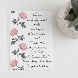 Invitación a la boda de Rosas de fondo de escritor