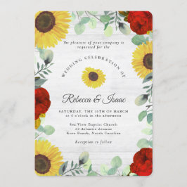 Invitación a la boda de Rosas de girasol rústicos