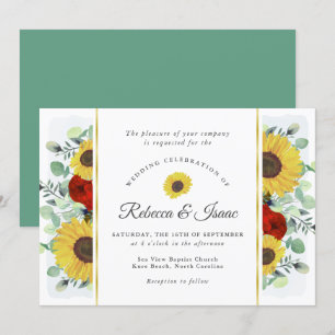 Invitación a la boda de Rosas de girasol rústicos