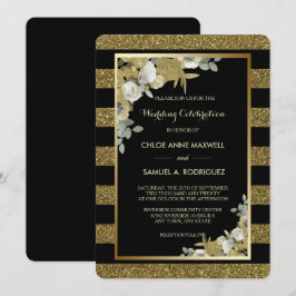 Invitación a la boda de Rosas de la banda de oro d