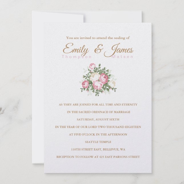 Invitación a la boda de Rosas de la época (Anverso)