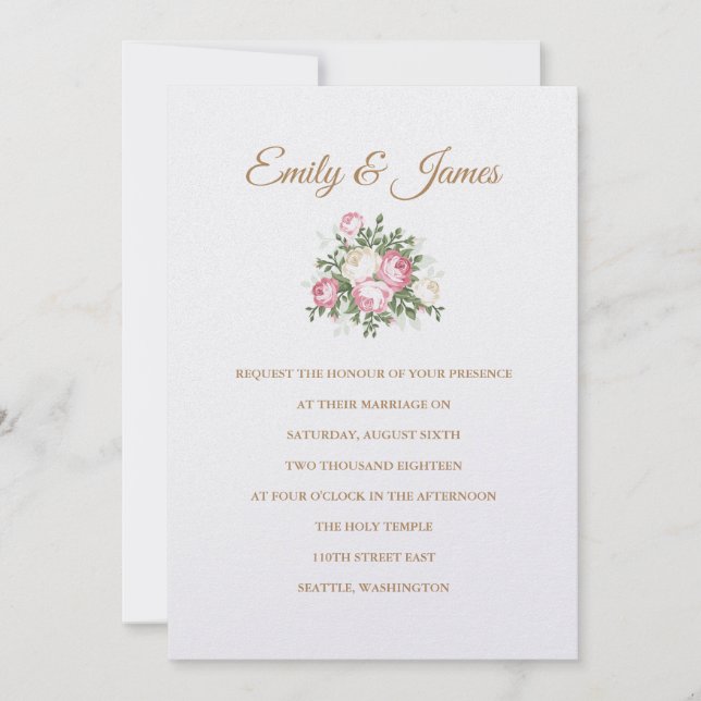 Invitación a la boda de Rosas de la época (Anverso)