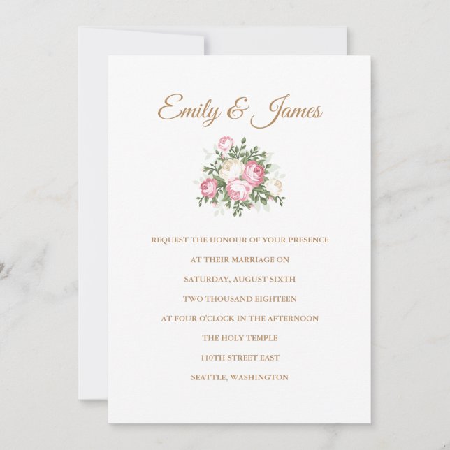 Invitación a la boda de Rosas de la época (Anverso)