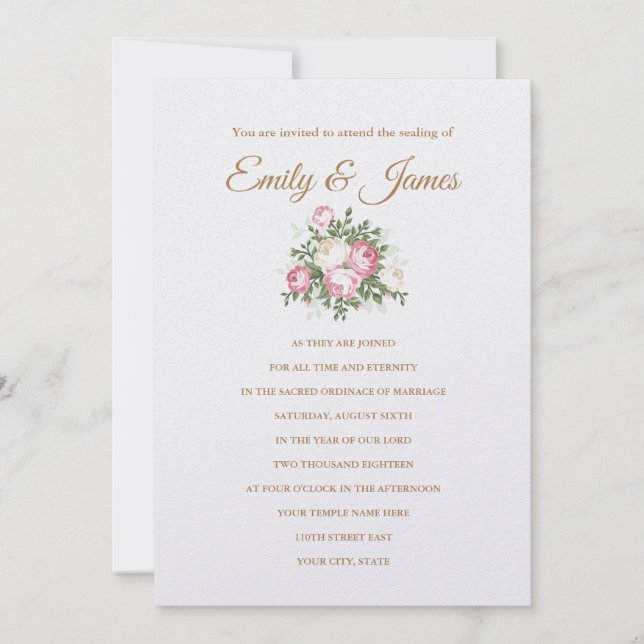 Invitación a la boda de Rosas de la época (Anverso)