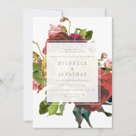 Invitación a la boda de Rosas de la Vintage en el